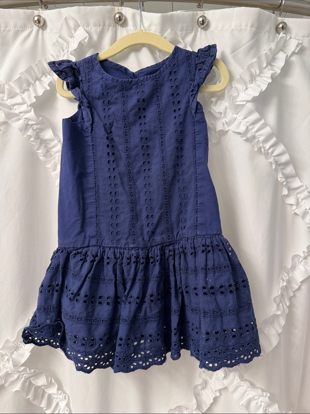 Cherokee Navy Eyelet Flutter-Sleeve Dress